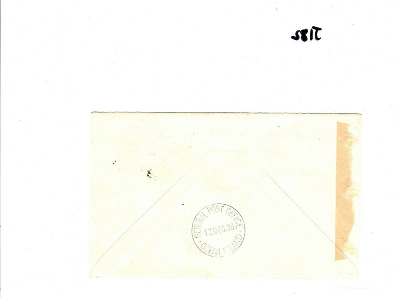 GILBERT & ELLICE ISLANDS Postmark *Vaitupu*1d Rate Cover Ocean Island 1938 GJ182