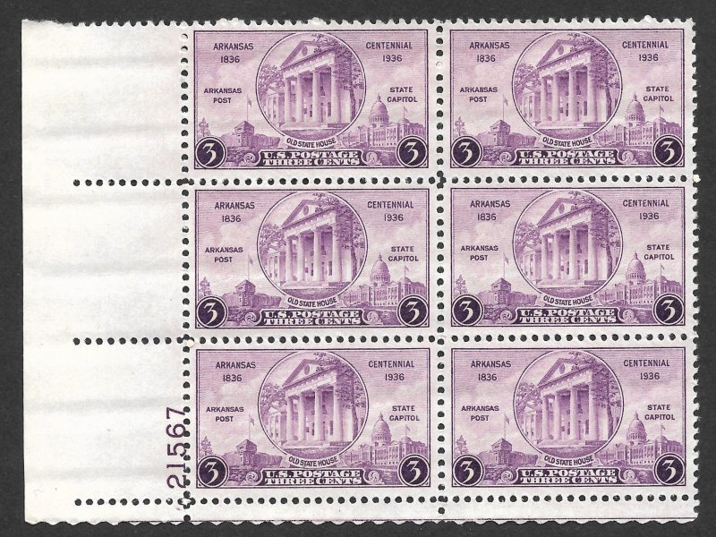 Doyle's_Stamps: MNH 1936 Arkansas Centennial PNB+, Scott #782**