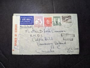 1941 Censored Australia Airmail Cover to Cattle Hill Vancouver Island BC Canada