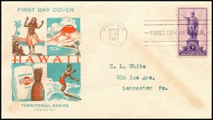 Scott 799 - 3 Cents Hawaii Pavois FDC Typed Address Planty 799-68