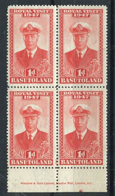 BASUTOLAND; 1947 early GVI Royal Visit issue Mint INSCRIPTION BLOCK