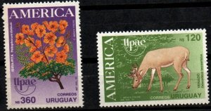 URUGUAY 1990 SC 1355 /56 MNH America Issue deer flowers wildlife