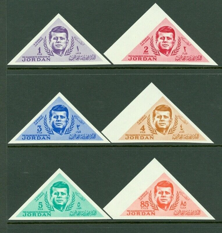 EDW1949SELL : JORDAN 1964 Scott #457-62 JFK. Complete Imperf set. VF, Mint NH. 