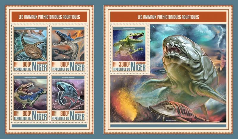 Z08 NIG17508ab Niger 2017 Prehistoric water animals MNH ** Postfrisch Set