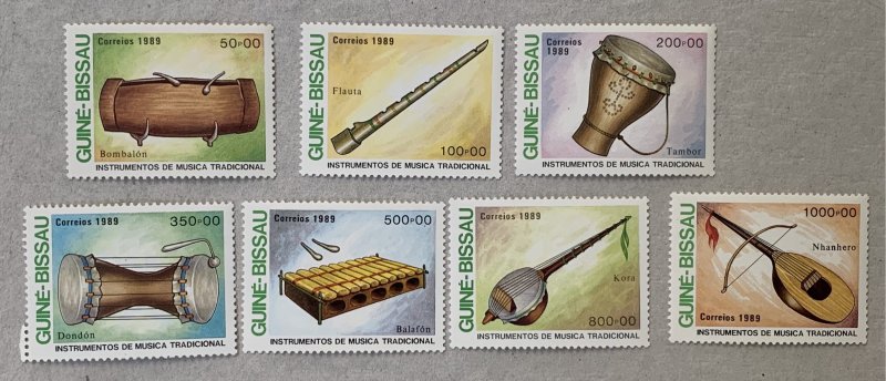 Guinea-Bissau 1989 Musical Instruments, MNH. Scott 834-840, CV $9.50  cultural
