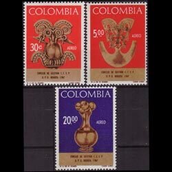 COLOMBIA 1967 - Scott# C495-7 Ancient Gold Set of 3 NH