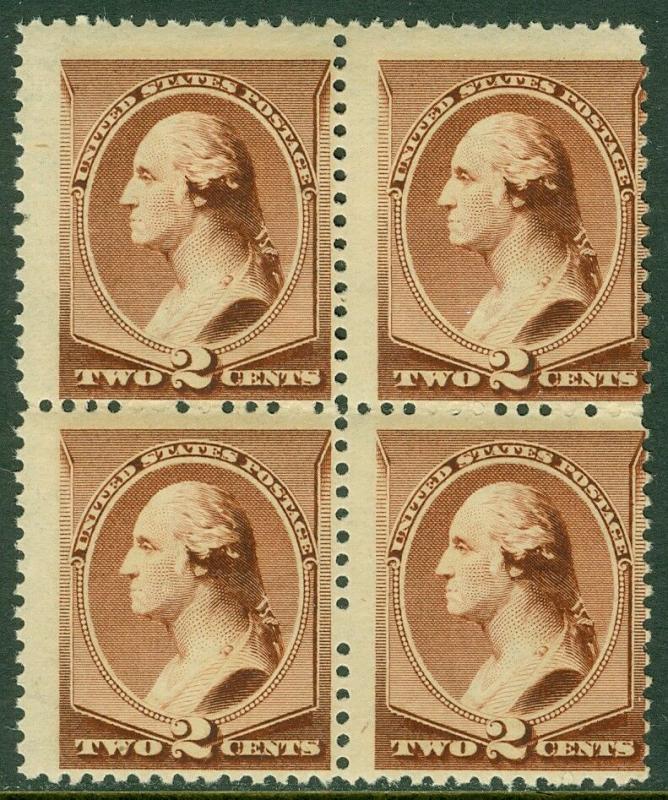 EDW1949SELL : USA 1883 Sc #210 Blk of 4. Mint Never Hinged. PO Fresh. Cat $540++ 