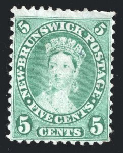 New Brunswick Scott 8 Mint NG 5 cents yellow green 1860-62 Lot T144 bhmstamps