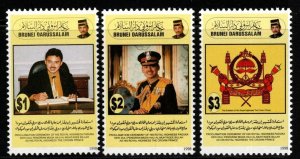 BRUNEI SG595/7 1998 PROCLAMATION PRINCE AL-MUHTADEE BILLAH AS CROWN PRINCE MNH