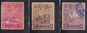 NICARAGUA SCOTT #666,667,668 USED 1,2,3c  1937 SEE SCAN