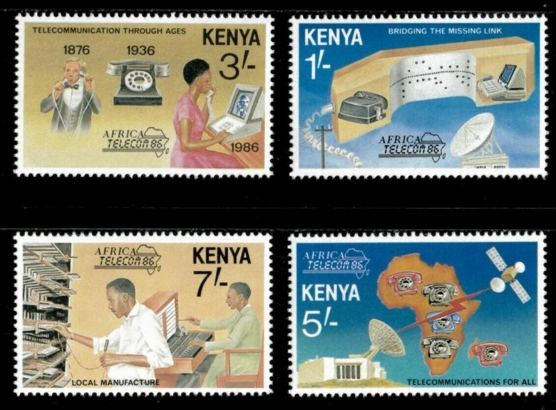 Kenya 1986 - Africa Telecom, Nairobi - Set of 4 Stamps - Scott #380-83 - MNH