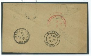 GB KGV Cover 1927 Uganda AIR CRASH MAIL Superb Rare HYDROPLANE Explanatory U25b