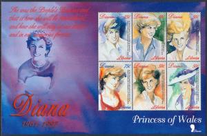 Liberia 1998 Sc N/L Diana Princess of Wales MS/6 Stamp**