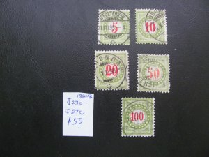 SWITZERLAND 1894-98 USED SC J23c-J27c POSTAGE DUE SET VF $55 (185)