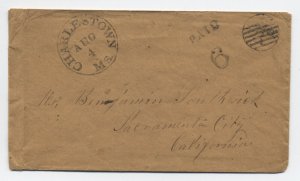 1850s Charlestown MA stampless cover to Sacramento CA paid 6 rate [6526.319]