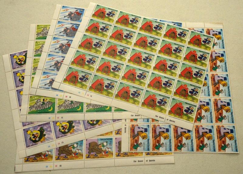 6 Sierra Leone DISNEY Space Ark Fantasy Topical Stamps Postage Blocks MINT NH