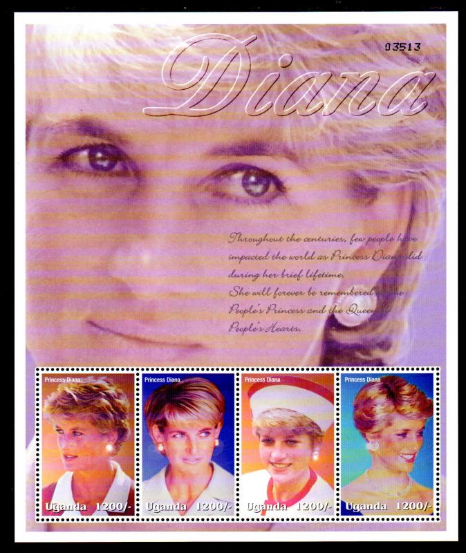 UGANDA 1788-1789 MNH S/S SCV $16.00 BIN $9.50 PRINCESS DIANA