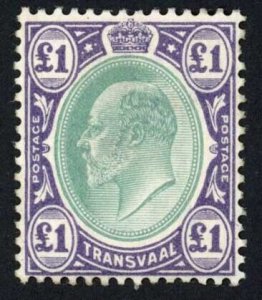 Transvaal SG258 One Pound Wmk Crown CA M/M Cat 375 pounds