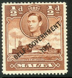 MALTA 1948 KGVi 1/2d SELF GOVERNMENT OVPT Issue Sc 209 MH