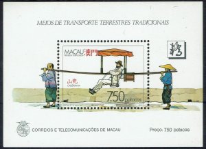 MACAU 1987 TRANSPORT MINIATURE SHEET MNH **