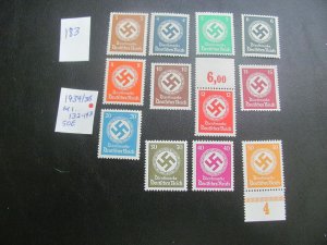 Germany 1934/38 MNH  MI. 132-143 OFFICIAL SET  XF 50 EUROS (183)