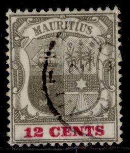 MAURITIUS EDVII SG148, 12c grey-black & carmine, FINE USED.