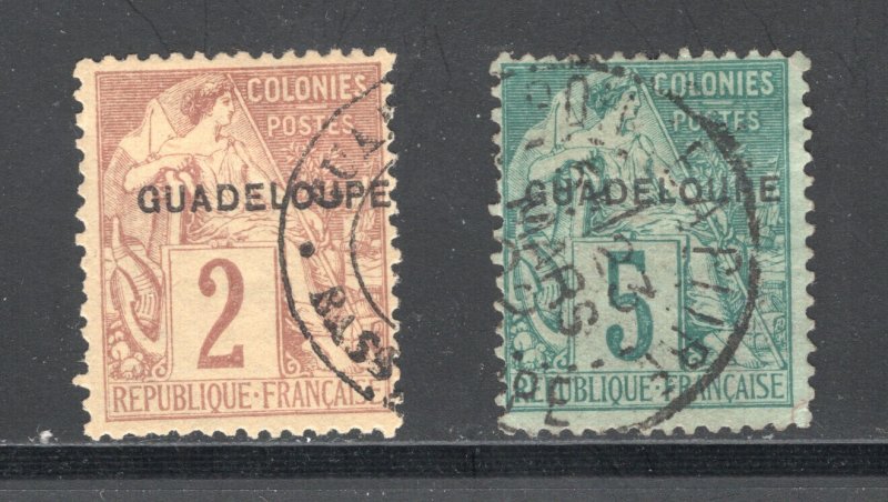 Guadeloupe #15, 17  F/ VF, Used,CV $9.25 ......  2560005