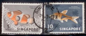 Singapore 1962 SC# 55,57 Fish Used