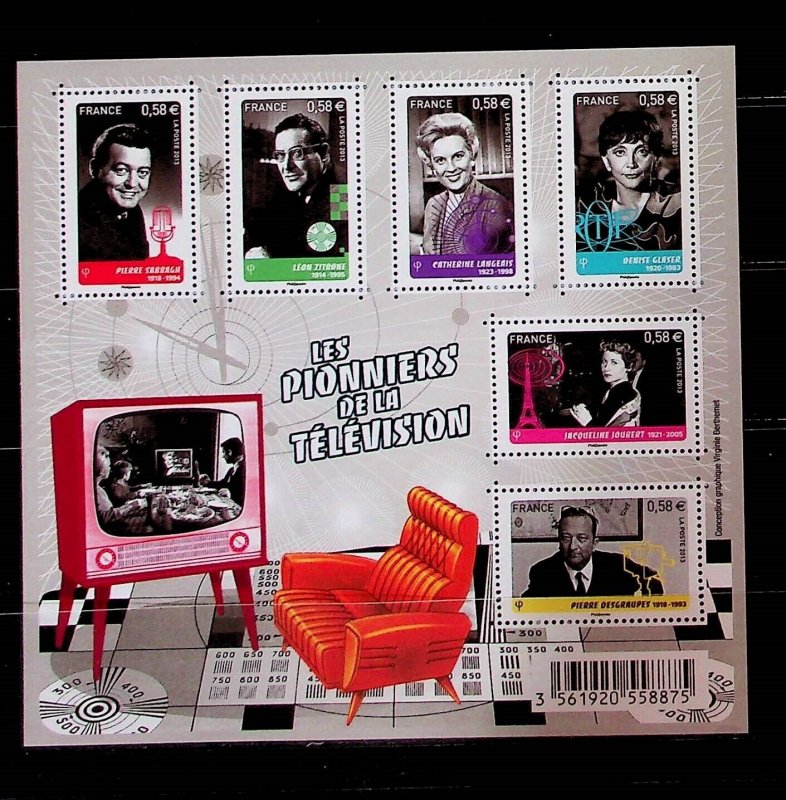 FRANCE Sc 4499 NH MINISHEET OF 2013 - TV PERSONALITIES - (CT5)