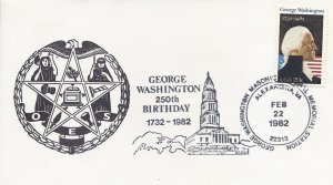 1952  20c  G. WASHINGTON - Unknown Masonic - U/O Alexandria, VA cancel #3