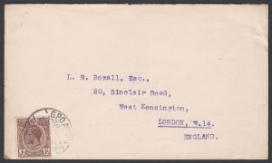 002811/ Gold Coast KG5 Cover 1d Rate to London
