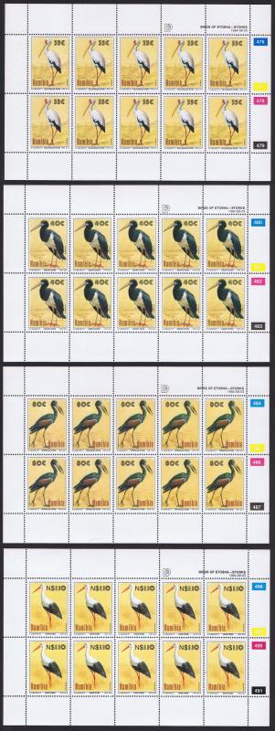 Namibia Storks Birds 4v Sheetlets of 10 SG#649/52 SC#766-69