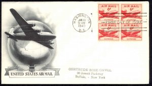 USA Sc# C39 (Day Lowry cachet) FDC Block/4 (a) (Washington, DC) 1949 6c DC-4