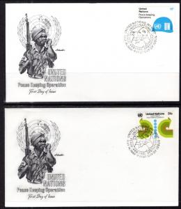 UN New York 320-321 Peace Keeping Artmaster Set of Two U/A FDC