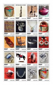 Niger - 2019 Handicraft Art - 20 Stamp Sheet - NIG1801local01a