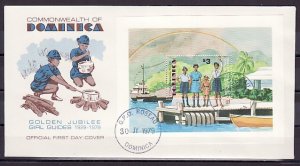 Dominica, Scott cat. 634. Girl Scouts Anniversary s/sheet. First day cover. ^