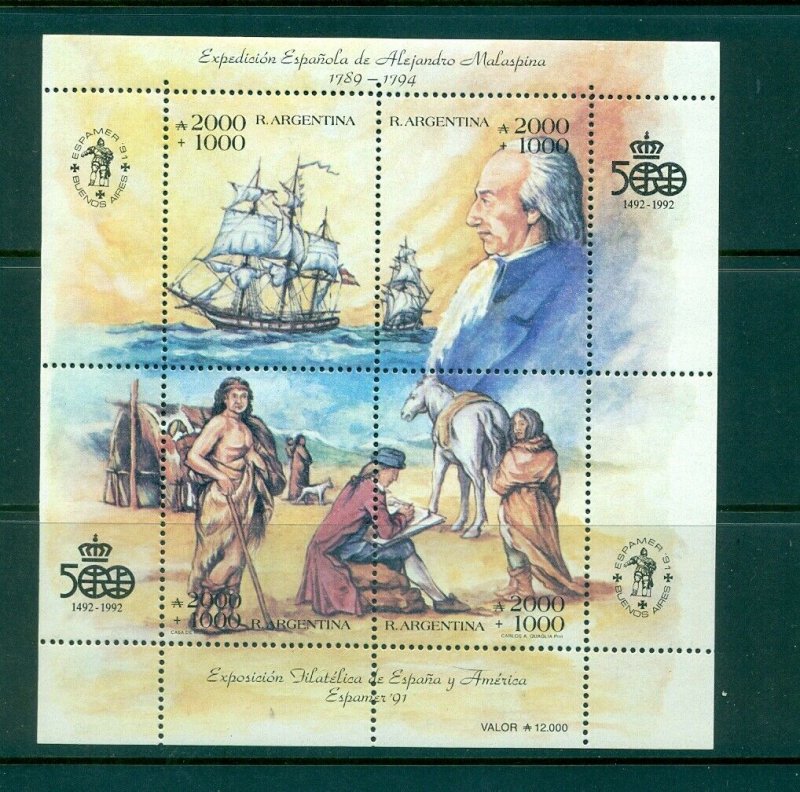 Argentina - Sc# B153. 1990 Discovery of Americas, Colombus. MNH Souv. Sheet. $9.