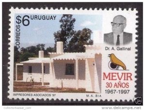 Popular housing construction bird and clay nest URUGUAY Sc#1704 MNH STAMP cv$2