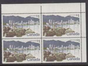 Canada 600 $1 Vancouver UR corner block mnh