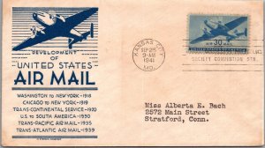 SCHALLSTAMPS UNITED STATES 1941 CACHET FDC COVER COMM AIRMAIL ADDR CANC KAN MO