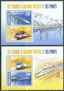 NIGER 2013  HIGH SPEED TRAINS & BRIDGES SET OF TWO SHEETS    MINT NH