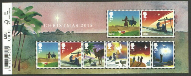 MS3779 2015 Christmas Barcode miniature sheet UNMOUNTED MINT