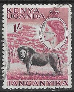 Kenya Uganda # 112 QE II  1sh  Lion    (1)  VF Used