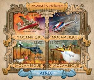 Planes Firefighters Flugzeuge Helicopters Transport Mozambique MNH stamp set