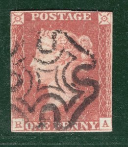 GB 1841 PENNY RED QV Imperf SG.7 1d Ex Black Plate 8 (RA) Used MX c£275 BRRED141 