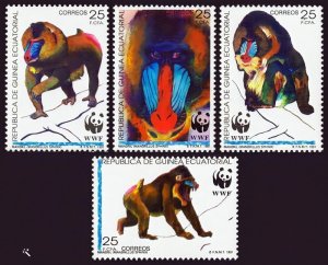 Equatorial Guinea 1991 WWF MONKEYS BABOONS Set Perforated Mint (NH)