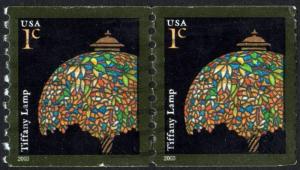 SC#3758 1¢ Tiffany Lamp Coil Pair (2003) Used