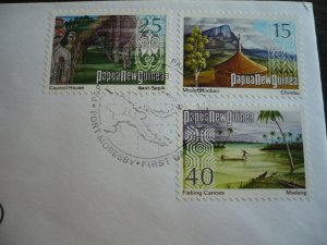 Postal History - Papua New Guinea - Scott# 378,381,385 - First Day Cover