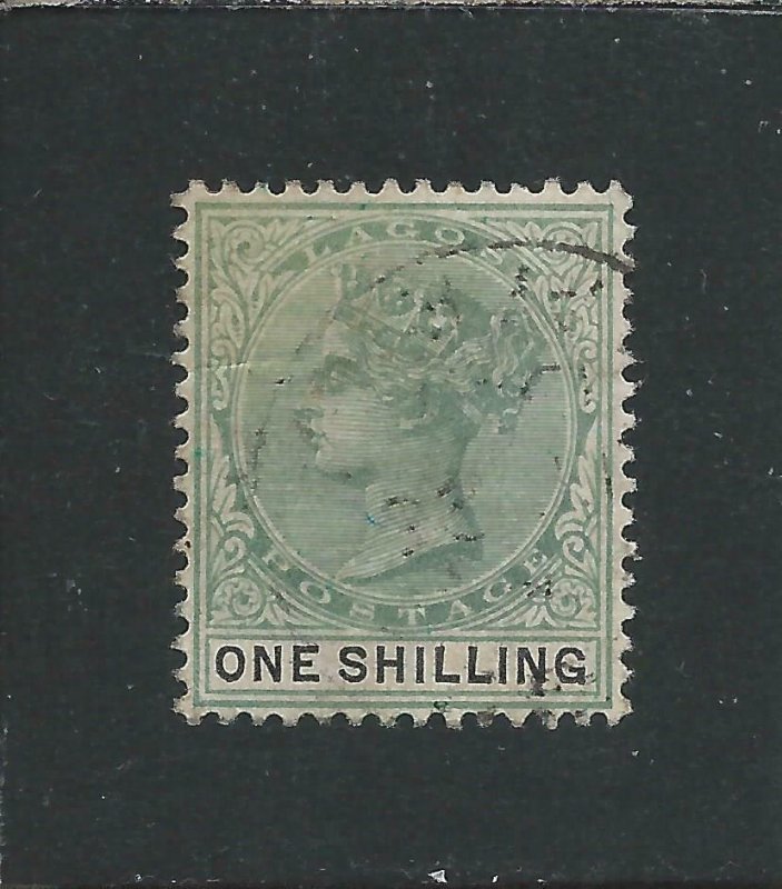 LAGOS 1887-1902 1s BLUE-GREEN & BLACK FU SG 38a CAT £40