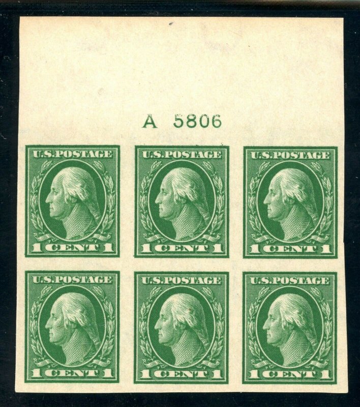 USAstamps Unused VF US Washington Imperforate A Plate Block Scott 408 OG MNH